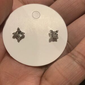 Elegant Silver Crystal Stud Earrings